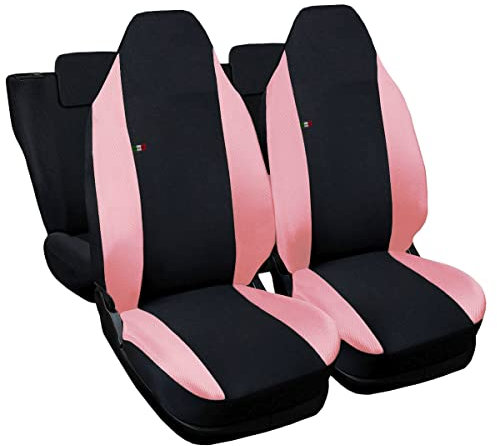 Auto Accessori Lupex - Coprisedili Auto Compatibili per Smart ForFour seconda serie, colore nero rosa, Made in Italy, poggiatesta incluso, Set Copri sedili Anteriori e Posteriori