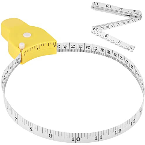 Maßband für Körper, 150 cm, Verriegelungsstift und Druckknopf, ergonomisches Design, langlebige Maßbänder für Körpermessung und Gewichtsverlust, präzises Nähband, gelb