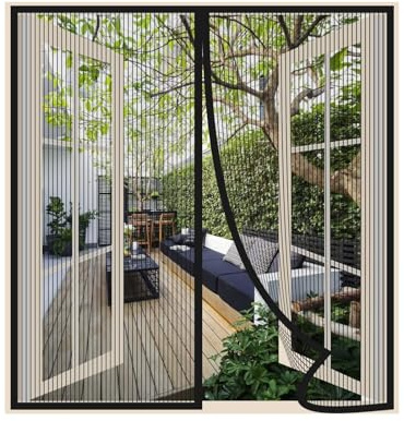 Risareyi Magnetic Window Screen Self Closing, Window Mosquito Net Thicker Mesh Curtain Magnetic Screen Door, Keep Bugs Out, Black Sceen Actual Size 30x34 inches