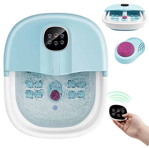 RELAX4LIFE Pediluvio Massaggiatore Piedi con Bolle di Vibrazione e Rulli, Idromassaggio Piedi con 3 Temperature Regolabili e Timer 20-60 Min, Perfetto per Sollievo dallo Stress a Casa o Ufficio (Blu)