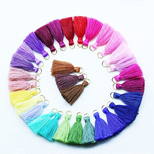 Duories 50 Stück Mini Quasten Anhänger,3cm Baumwolle Fransen Tassel Troddel Armband Schlüsselanhänger Basteln Quaste für Ohrringe Schmuckherstellung Taschen Lesezeichen DIY Handwerk Zubehör,Bunt