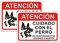 2 Piezas Señal Cuidado con el Perro, Cartel de Cuidado con el Perro Prohibido fabricado en Plástico aluminio 25x18cm