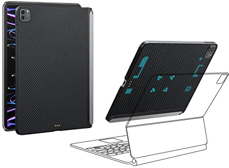 PITAKA iPad Pro 11-inch Case (4th/3rd Gen), Magic Keyboard Compatible, Slim Magnetic Aramid Fibre Case with Carbon Fibre Look, Fits MagEZ Stand & Folio, Black