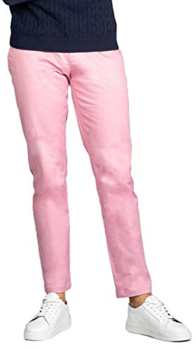 SIRRI Pantaloni da Uomo Casual in Cotone Chino Eleganti Rosa Malva Pantaloni Corta 32