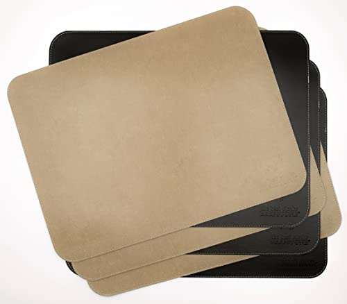 Original BEEFSTONE© Tischset 6er Pack aus PU Leder | doppelseitig vegan wasserfest abwaschbar Kunstleder Lederoptik Platzset Platzdeckchen (40 x 30 cm, Schwarzbraun/Ecru)