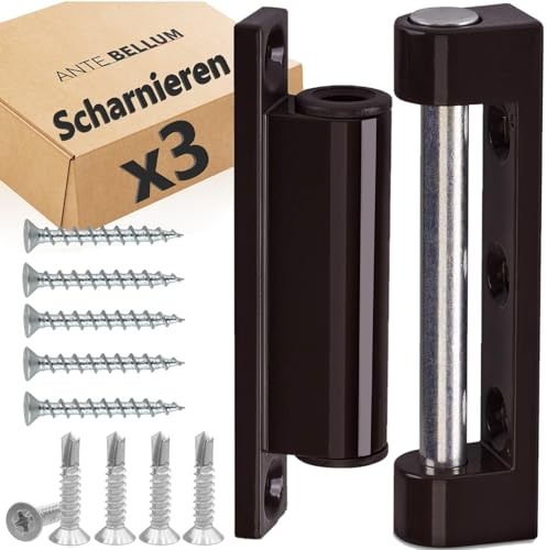 Set di 3 cerniere per porta e finestra, per porte e finestre, per porte e finestre (3 cerniere, marrone)