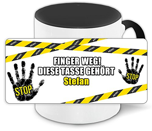 Büro-Tasse mit Namen Stefan und schönem Motiv Finger weg, diese Tasse gehört .., Farbe: schwarz