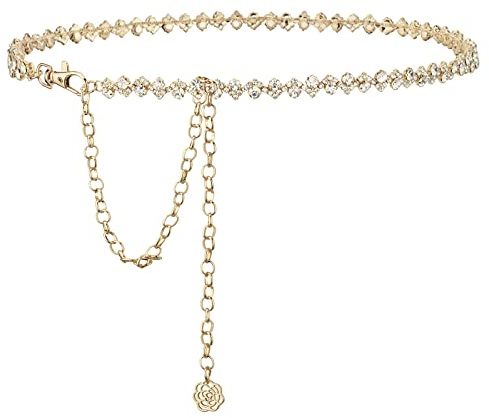 YooAi Strassgürtel für Damen Formaler Gürtel für Damenkleider Diamant-Bling-Gürtel für Hochzeiten und Brautgürtel 23 L golden