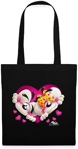 Spreadshirt Diddl Und Diddlina Verliebt Stoffbeutel, One size, Schwarz