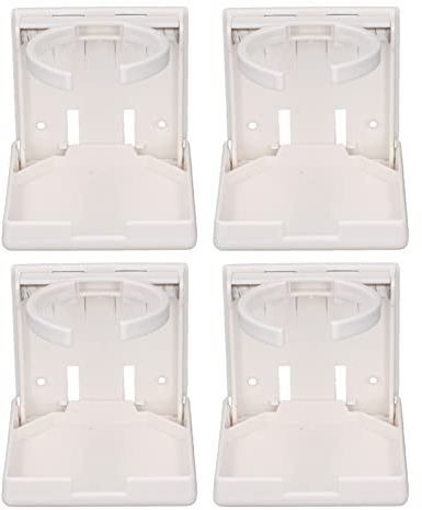 Lot de 4 Porte-gobelets Pliables Réglables, Porte-bouteilles Universels pour Voiture, Porte-gobelets à Vertical ou Mural pour Bateaux Marins, Caravanes, Camions, (Blanc)