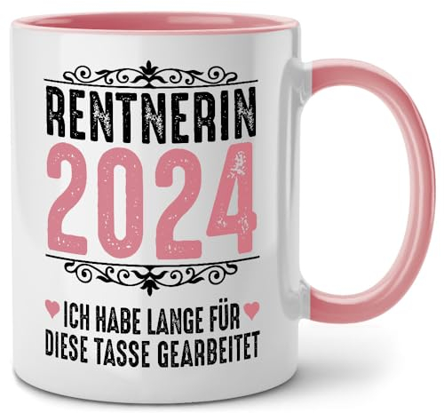 Seness Rentnerin 2024 Ich habe lange für diese Tasse gearbeitet, Rente Tasse mit Spruch, Ruhestand Geschenk für Anfänger Frau, Renteneintritt, Abschiedsgeschenk Kollegen, Rentner Abschied Kollegin