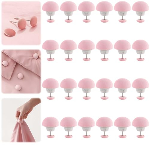Leikurvo 24 Stück Bettdeckenhalter: Bettdecken Clips, Bettdeckenbezug Klammer, Bettbezug Clips, Bettdecke Pins mit Knopf, Duvet Cover Clips, Pilzbefestigungsclip, Quiltbefestigungsclip(Rosa)