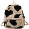 Frauen Mini -Rucksack Süße Flauschige Umhängetasche Plüsch Kuh Muster Rucksack Hasen Satchel Geldbörse Plüsch Handtaschen Freizeitpack Für Mädchen