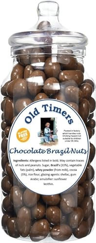 Chocolate Brazil Nuts in Reusable 970 millilitres Retro Victorian Style Plastic Jar 700 gram