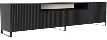 Margaret Hadas24 TV-Schrank Neo III, Wohnwand, Lowboard, TV Ständer, Wohnwand, Wohnzimmer, TV Board, Wohnzimmer Möbel, Fernseher, Highboard, Fernsehschrank, TV lowboard, 200 cm, 3-türig, schwarz