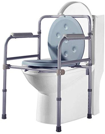 KOHARA Toilettenstuhl, Toilettenstuhl, zusammenklappbares Bad mit Sicherheitsstahlrahmen, höhenverstellbare Badezimmerstütze für ältere Menschen und Behinderte