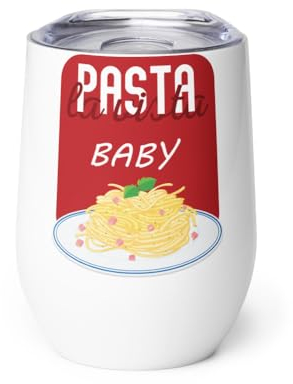 Vintage Italian Foodie Graphic Men Women Wine Tumbler 12 oz, White