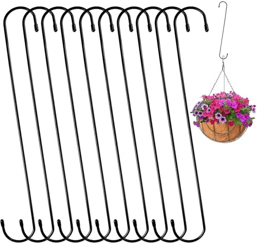Lainballow 10 Stück extra große S-Haken, 40,6 cm lange S-Haken, robuste S-förmige Verlängerungshaken, Verlängerung S-Haken zum Aufhängen von Pflanzen, Körben, Vogelfutterstation, Küche, Pergola,