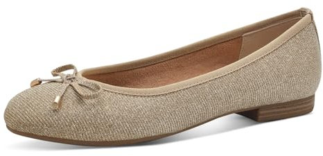 MARCO TOZZI Damen Ballerinas mit Schleife Vegan, Gold (Platinum), 39 EU