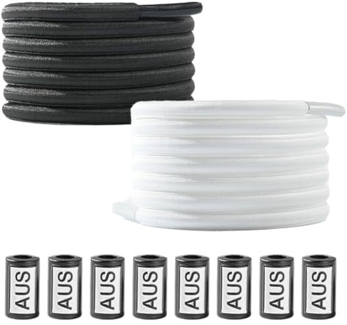 SGERUFZ Lacci per scarpe rotonde antistrappo di ricambio per stivali scarpe da trekking scarpe da lavoro scarpe sportive all'aperto (nero + bianco)