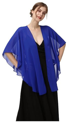 Ossadress Damen Chiffon Schals und Wraps Hochzeitsfeier Transparenter Schal Halstuch für Abendkleider Zubehör Zudecken RoyalBlue