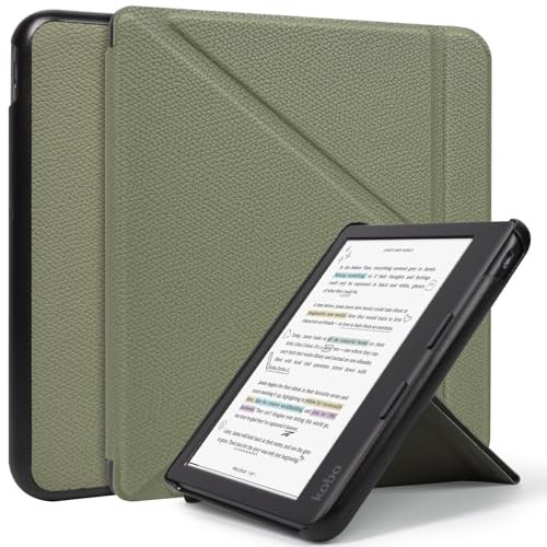 Caweet Étui pour Tolino Vision Colour 2024, Kobo Libra Colour (Modèle: N428), Origami Cover avec Auto Sleep/Wake, Vert