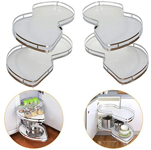 Eckschrank, Küchenschrank-Auszug, Nachrüstung, ausziehbares Regal, Organizer, Eck-Fliegende Untertasse, Ausziehkorb, für 900–1000 mm Schrank (rechts offen), weiß