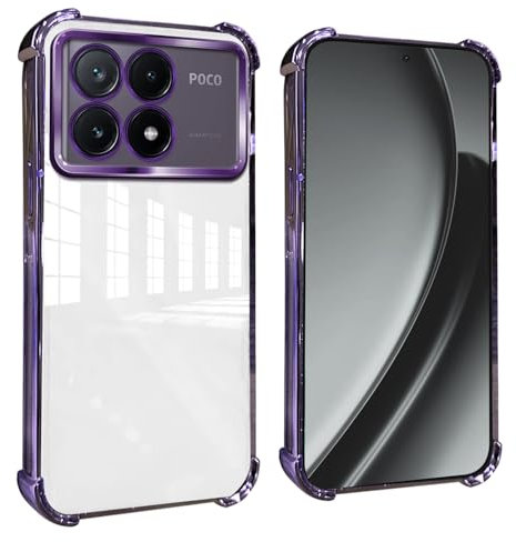 GOGME Cover per Xiaomi Poco X6 Pro 5G Angoli Rinforzati con Pellicola Camera Custodia/TPU Antigraffio Antiurto Morbido Chiaro Design - Viola