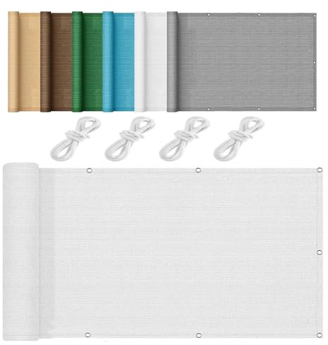 Sonnenschirm Segel Sonnenschutz Netz 180 x 450 cm HDPE Wetterbeständig Atmungsaktiv Sonnenschutzsegel Regenschutz Balkon Seitenmarkise für Balkon Garten, Weiß