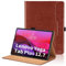 Custodia per Lenovo Yoga Tab Plus 12.7 Pollici 2025 Pelle Case, Multi-Angli Supporto Pieghevole Cover Protettiva con Tasca e Funzione Supporto-Marrone