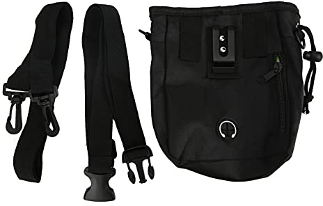 Hunde Trainingsbeutel Dummy Futterbeutel - Wetterfestes Nylon, Große Kapazität mit Zugbandverschluss, Multifunktional mit Taschen für Handy & Leckerli, Ideal für Hundetraining & Gassi schwarz