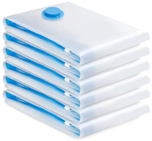 Sac de Rangement Sous Vide 6PCS,Sac sous vide Vetement Aspirateur,Compression Housse Aspirable Rangement Réutilisable pour Literie, Vêtements, Couettes, Matelas,Tente et Voyages(100 * 80CM)