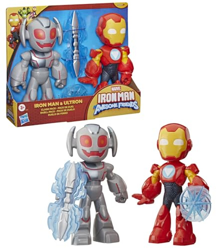 Marvel Iron Man und Seine fantastischen Freunde supergroße Iron Man & Ultron Duell-Pack Action-Figuren (22,8 cm), Superhelden-Spielzeug für Kinder, ab 3 Jahren
