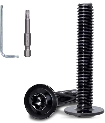 KINETOX 20 viti a testa bombata con flangia M5 x 60 mm, Torx, nero, in acciaio inox A2 V2A, viti a testa piatta per PC, alloggiamento per bicicletta, accessori e riparazioni per la casa con punte