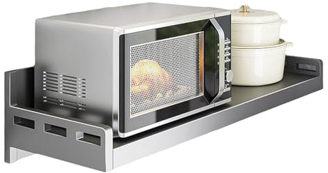 Onxyrbyte Estanteria Microondas Pared Soporte Microondas,Soporte de Pared para microondas,Estante de Almacenamiento Organizador de Cocina para el Hogar,para Horno,condimento,Utensilios de Cocina
