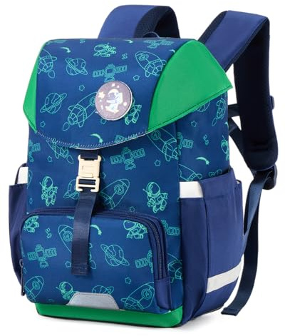 Amythe Ergo Schulrucksack Jungen 1. Klasse für Schul, Outdoor | Ergonomisch Schulranzen Kinder, Schultasche Jungs Grundschule 4-7 Jahre, Rucksack mit Brustgurt, Regenschutz, Reflektoren