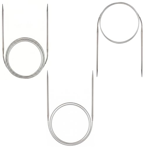 Ferri Circolari, Ferri Da Maglia, Ferri Circolari Intercambiabili, Tricotin Elettrico, 3 Pezzi Ferri Da Maglia Circolari In Acciaio Inox, 2.5mm, Lunghezze 40cm, 60cm E 80cm, Per Calze E Cappelli