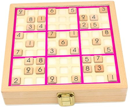 Guohetuk Sudoku Spiel Aus Holz, Sudoku Spielbrett Aus Holz, Leicht bis Schwer, Geburtstagsgeschenk, Lernspielzeug für Kinder Und Erwachsene, Rosa