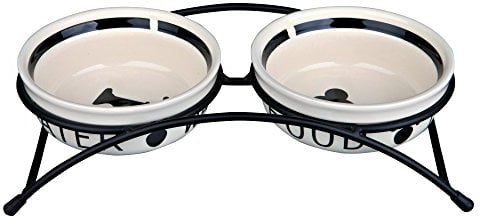 Trixie Eat on Feet Two Hundenapf-Set aus Keramik, 1,6 l, mehrfarbig