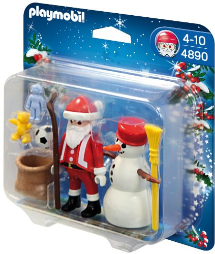 PLAYMOBIL - Papá Noel y muñeco de Nieve, Figuras de Juguete (4890)