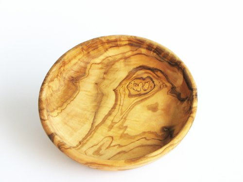 Figura Santa® Olivenholzteller LAMAMMA - Teller Holz Holzteller Vesperteller Speiseteller Platzteller Salatteller Schälchen Brotteller Frühstücksteller aus Olivenholz - fein gemasert Ø ca.19 cm