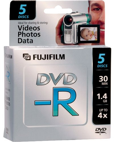 Fujifilm Mini DVD-R Discs for Camcorders (5 Count, Black, 150 Minutes, 4X Write Speed)