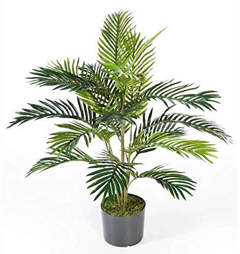 artplants.de Palma Areca Artificiale con Base cementata, 17 Fronde, 90cm - Pianta Decorativa/Pianta Finta