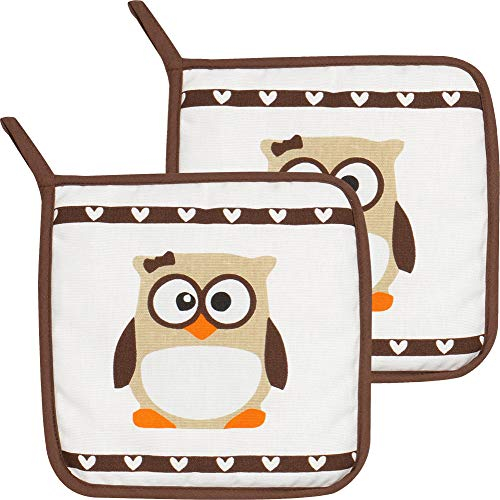 Kracht Topflappen 2er-Pack Eulen Größe 20x20 cm