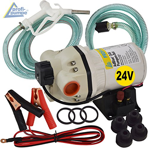 JUEGO DE BOMBA AdBlue® - BOMBA DE UREA - BOMBA PARA QUIMICOS, con manguera de aspiración/presión, pistola y accesorios, con bobinado de cobre