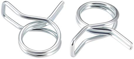 sourcing map Doble Cable Resorte Manguera Abrazadera 6mm Combustible Línea Silicona Manguera Tubo Resorte Clips Zinc Chapado 10Uds