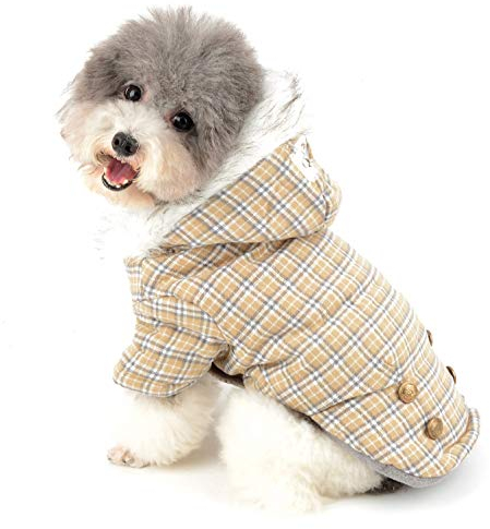 Ranphy Plaid Hundemantel für Kleine Hunde Hundejacke Winterjacken Wintermantel Hunde Mantel Winter Herbst Fleece Welpenmantel Yorkshire Terrier Haustier Kleidung Katze Bekleidung S