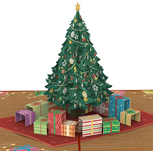 papercrush® Pop-Up Weihnachtskarte Weihnachtsbaum - 3D Weihnachtsgrußkarte mit Tannenbaum & Geschenken für Kinder, Frohe Weihnachten Karte für Ehefrau, Mama & Partnerin, Handgemachtes Weihnachtsbillet