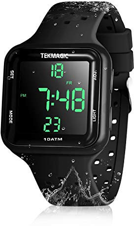 BANGLIN Montre Résistant l'eau 10 ATM 100m Montre de Sport sous Marine avec Fonctions de Réveil, Chronomètre, Double Fuseau Horaire, Calendrier, Format 12/24 Heures Sélectionnable