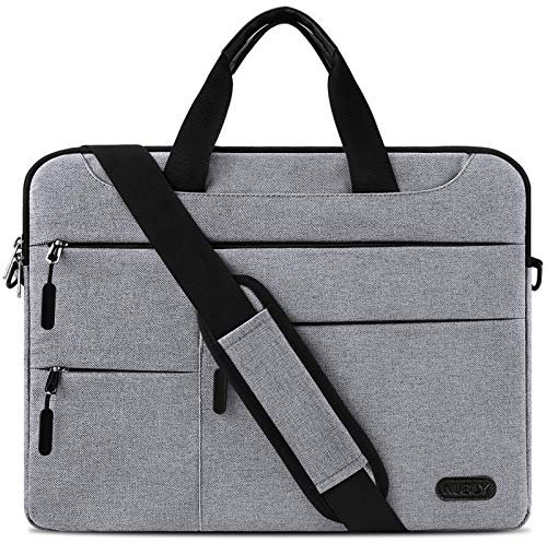 Sacoche pour Ordinateur Portable 15.6 Pouces Sac à Main Porte-Documents à Bandoulière Housse Imperméable Homme et Femme Mallette Laptop Bag Gris Clair